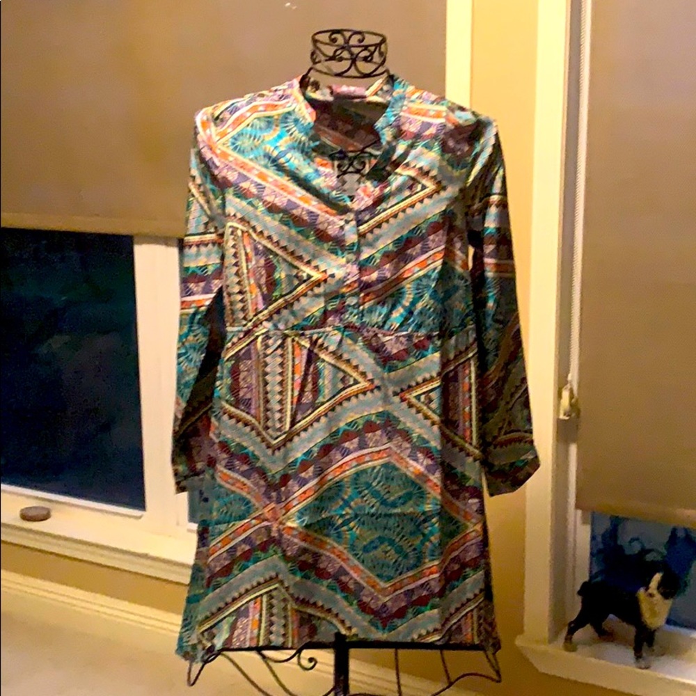 Romeo  +Juliet Couture turquoise multi print dress